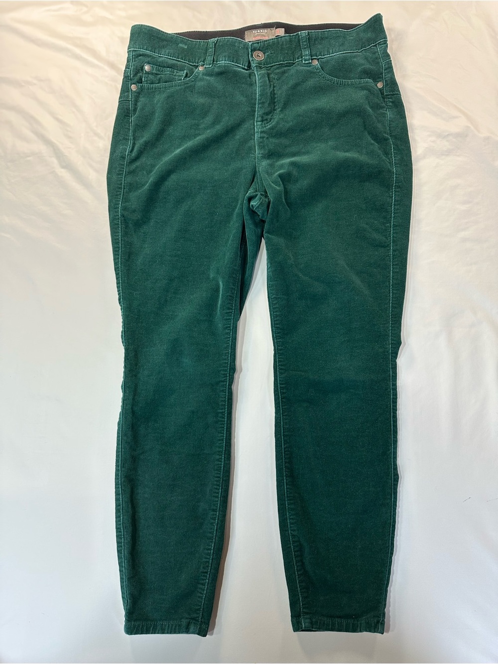 torrid Teal Green Corduroy Skinny Pants Feel the Fit Size 16